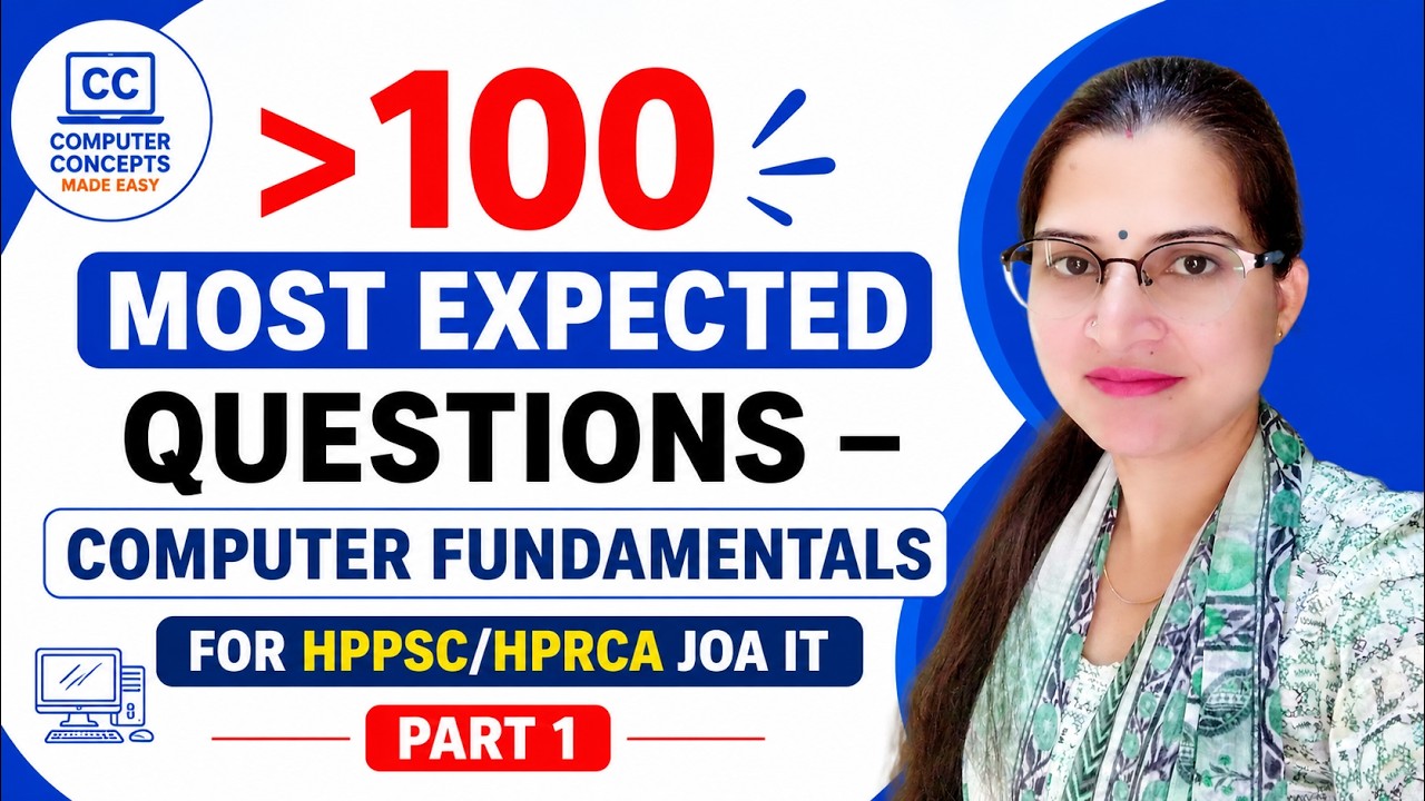 100 Most Expected Computer Fundamentals MCQs | Part 1 | JOA IT Preparation | HPPSC | HPRCA