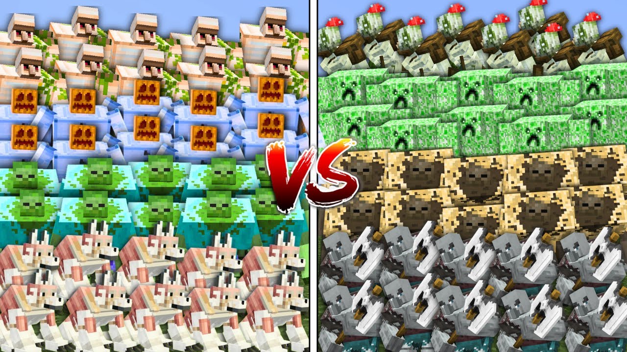10 мутантов против 10 мутантов в битве мобов Minecraft