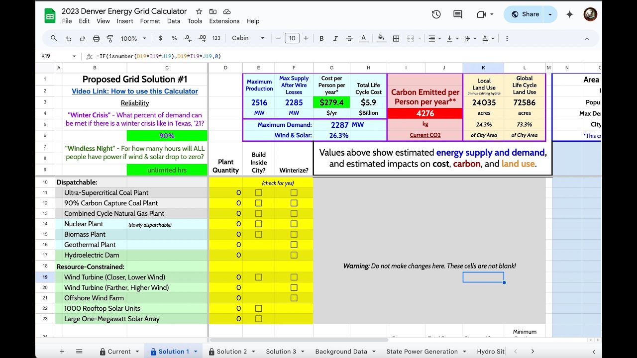 Energy Grid Calculator: OpenSciEd High School Physics Unit 1