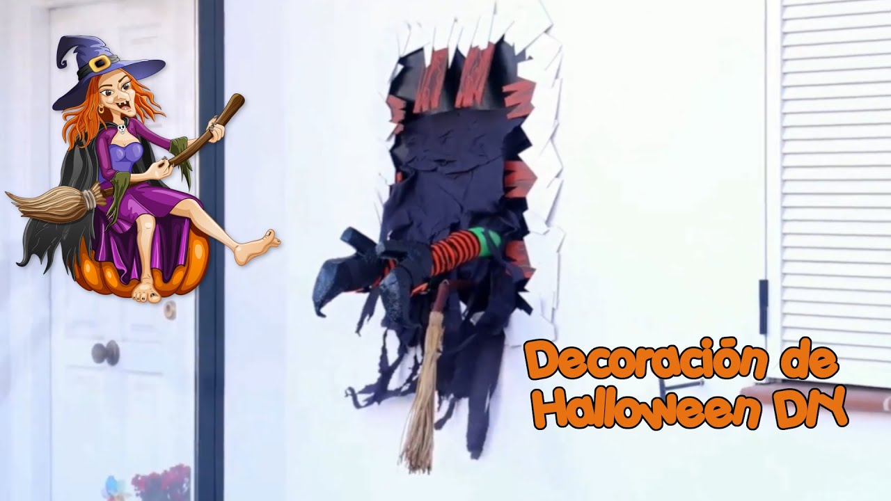 Manualidades para decorar tu casa en Halloween - Una bruja se estrelló en la pared - TRUQUIS #45