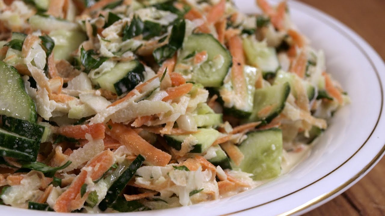 Овощной салат из кольраби / Green salad with kohlrabi ♡ English subtitles