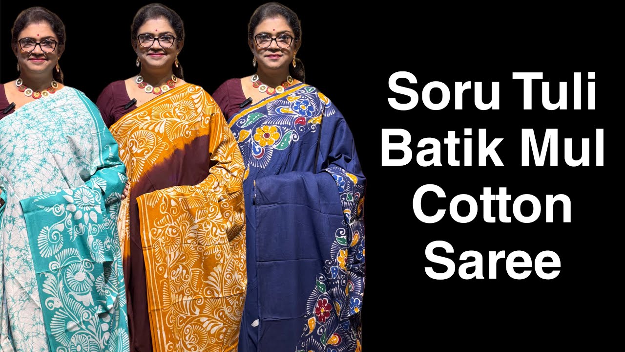 Mul Cotton Soru Tuli Batik Sarees|Mul Cotton Batik Saree|Pure Cotton Saree|Batik Saree| #batik