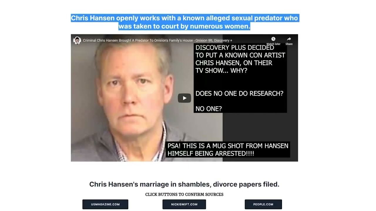 Why Did Chris Hansen Ignore Shane Dawson? (OnisionSpeaks Reupload)