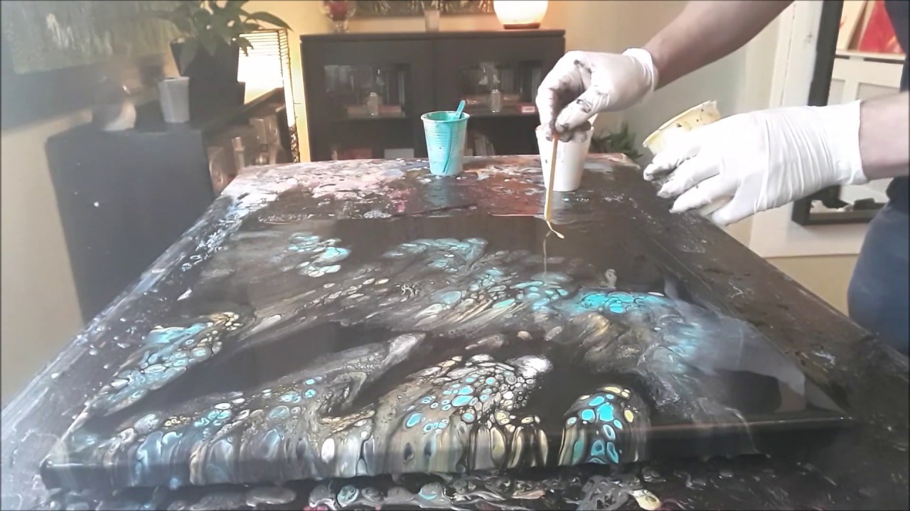 Acrylic Fluid Pouring.. Stay Tuned For An Extra Video At The End Using The Same Colours