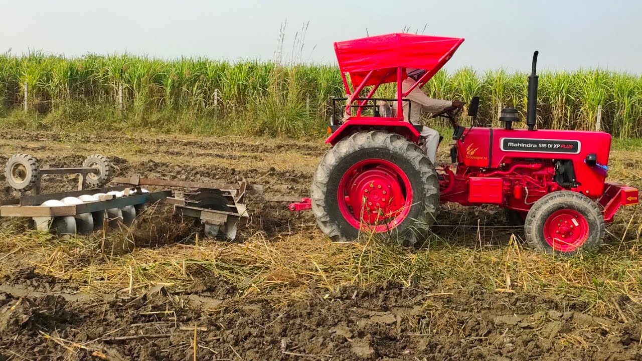 Mahindra 585 XP Plus on 14 disc harrow