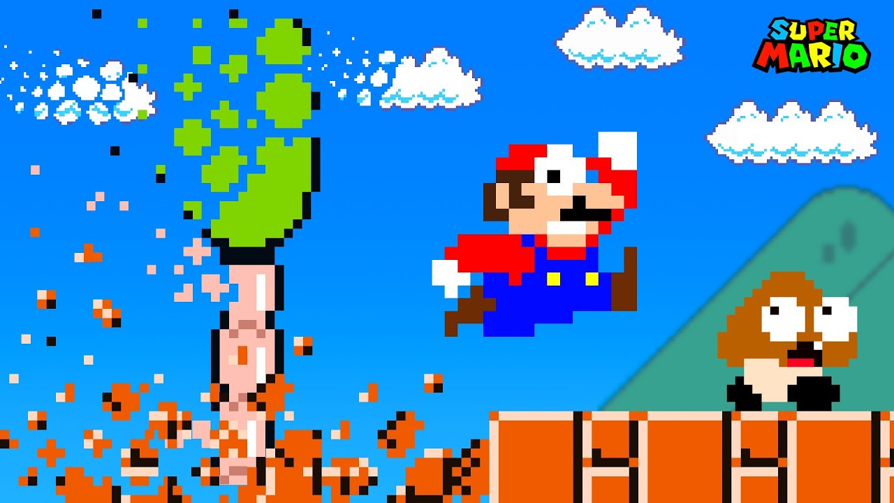 Super Mario Bros. But Everything Mario Touches Gets DELETED!