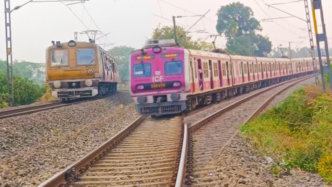 Back To Back ICF +Express Thoughtout passing At Indian Railway High Speed Railtrack 