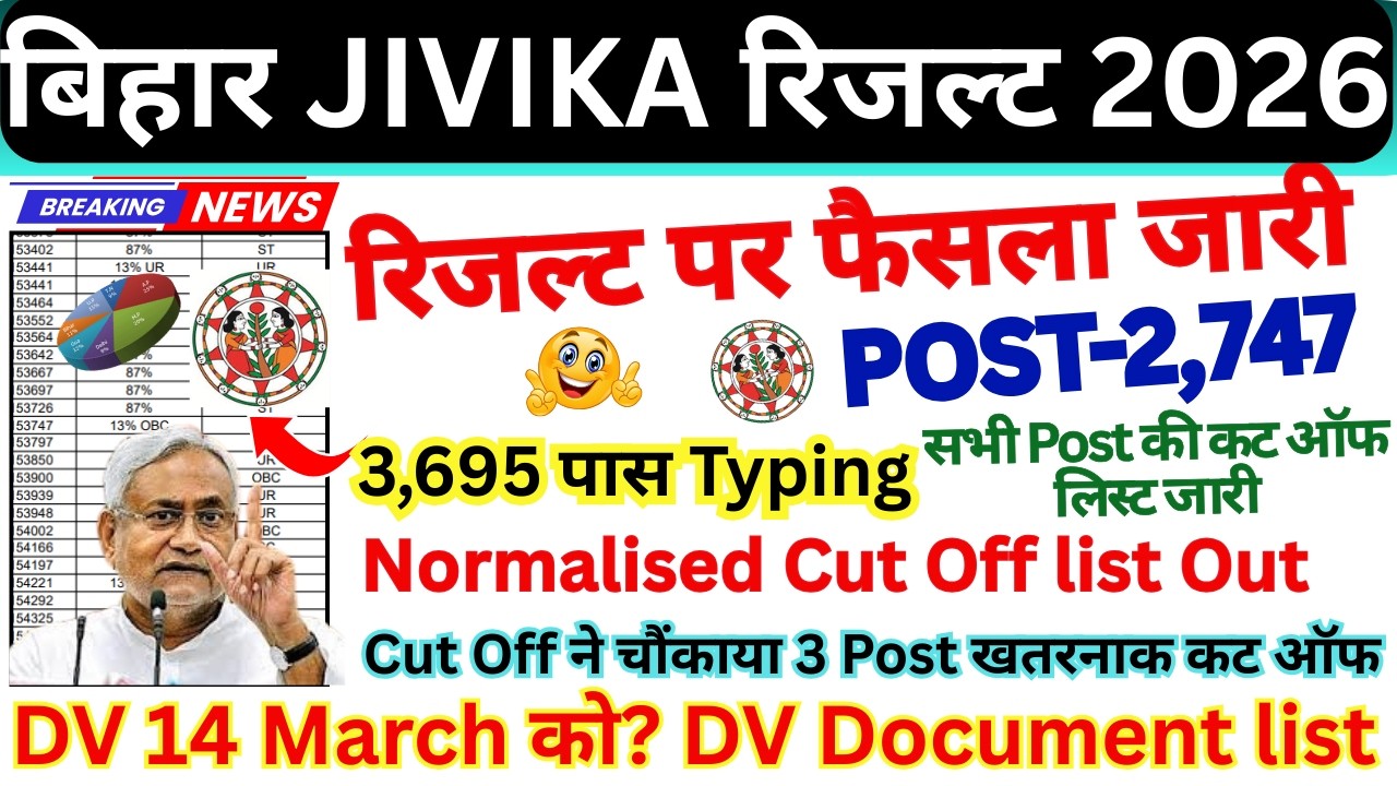 BIHAR JIVIKA RESULT OUT🎯 ? BIHAR JIVIKA BIG UPDATE TODAY 🎯 BIHAR JIVIKA CUT OFF 2026 ALL POST