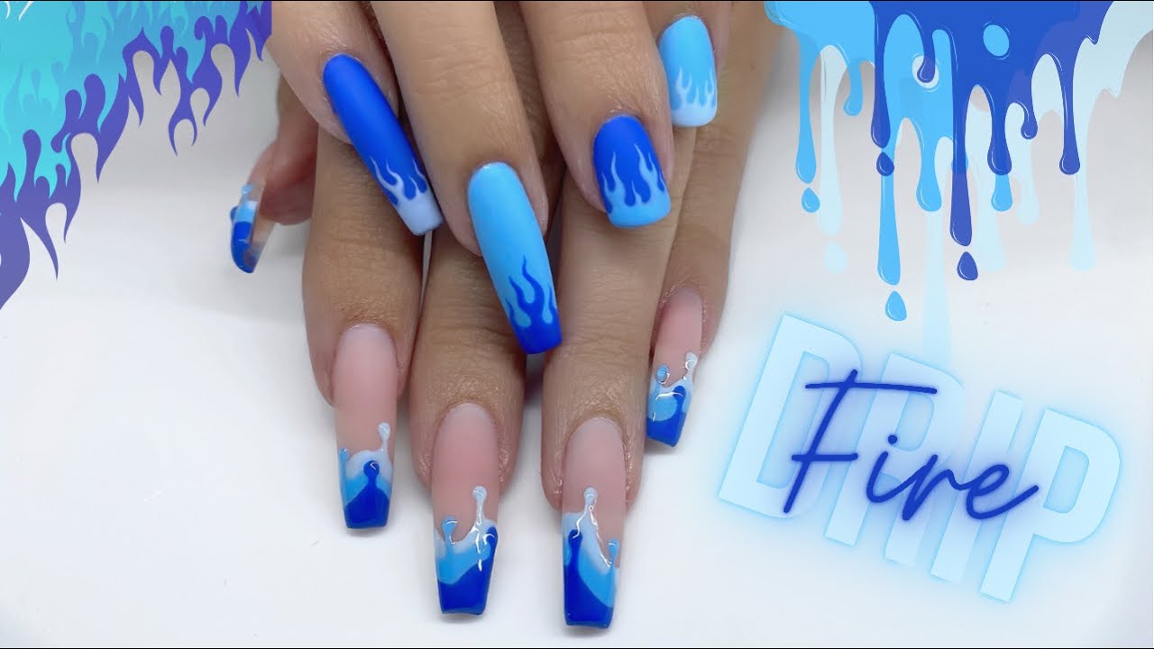 Ombre Triple Drip Nails with Flame Nail Art | Easy Nail Design with Gel Polish