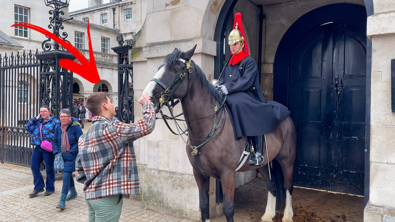 Off Duty Guard Visits his Horse