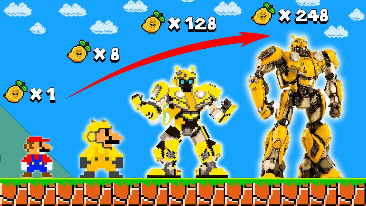 Super Mario Bros. But Every Seed evolves Mario into Bumblebee TRANSFORMER | PixSaga Mario