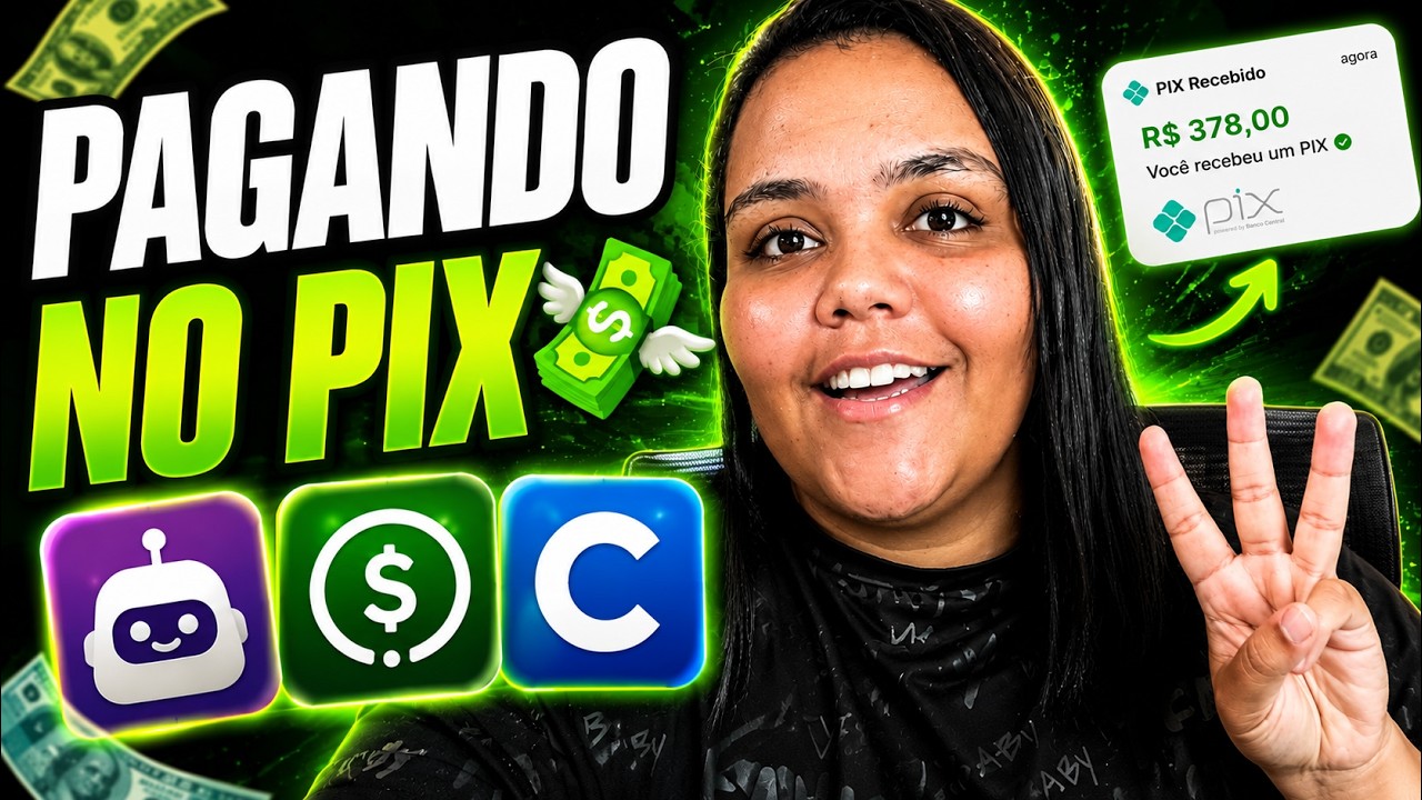 3 APLICATIVOS que est&atilde;o PAGANDO o PIX (Renda Extra 2026)