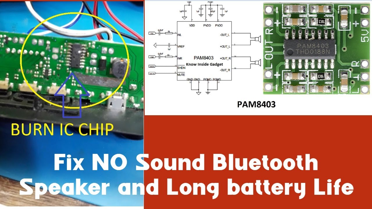 Fix Bluetooth Speaker is Easy: No Sound by converting Audio IC
