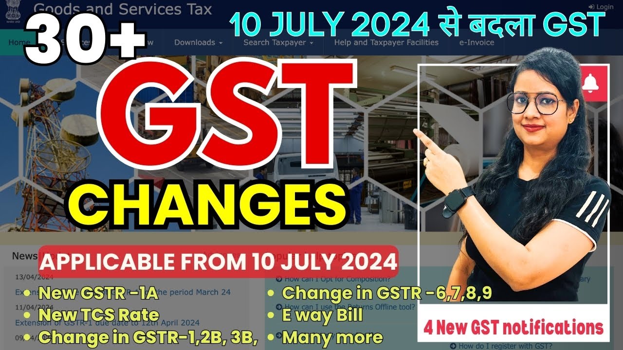 July 2024 में बदला GST | GST Amendments | New GSTR-1A, New TCS Rate,  GSTR-9 Exempt, 3B, 2B,