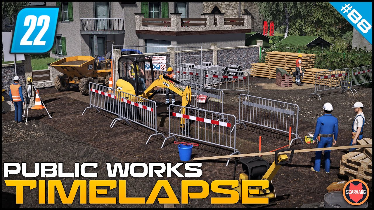 🚧 Digging Trenches For Pipeline - Construction Site ⭐ FS22 City Public Works Timelapse