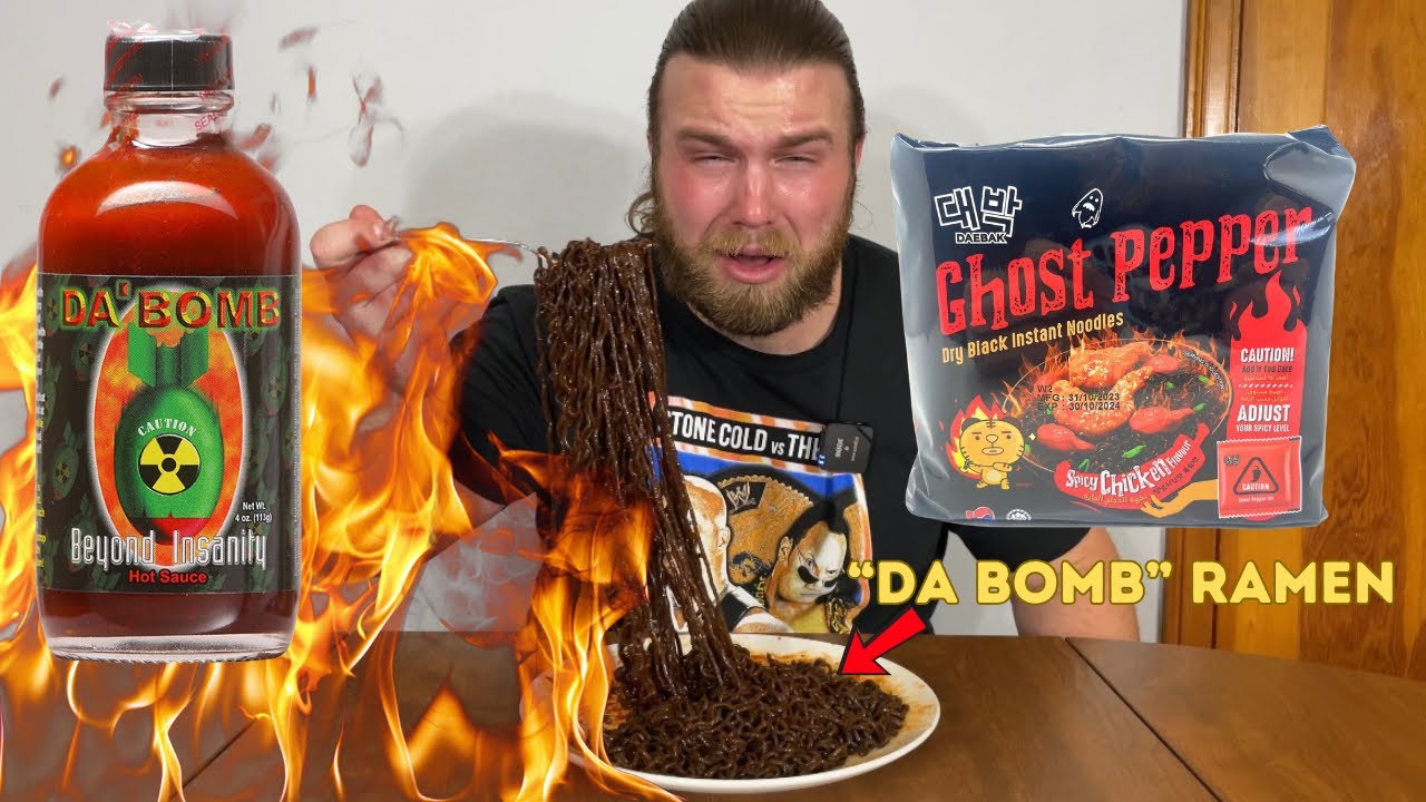 “Da Bomb” Ghost Pepper Ramen Noodle Challenge (Doesn’t End Well)