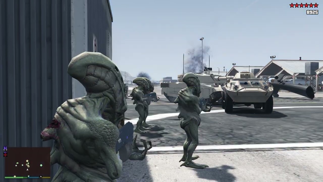 GTA V: Alien Rampage At Fort Zancudo 10 Star Battle + Escape