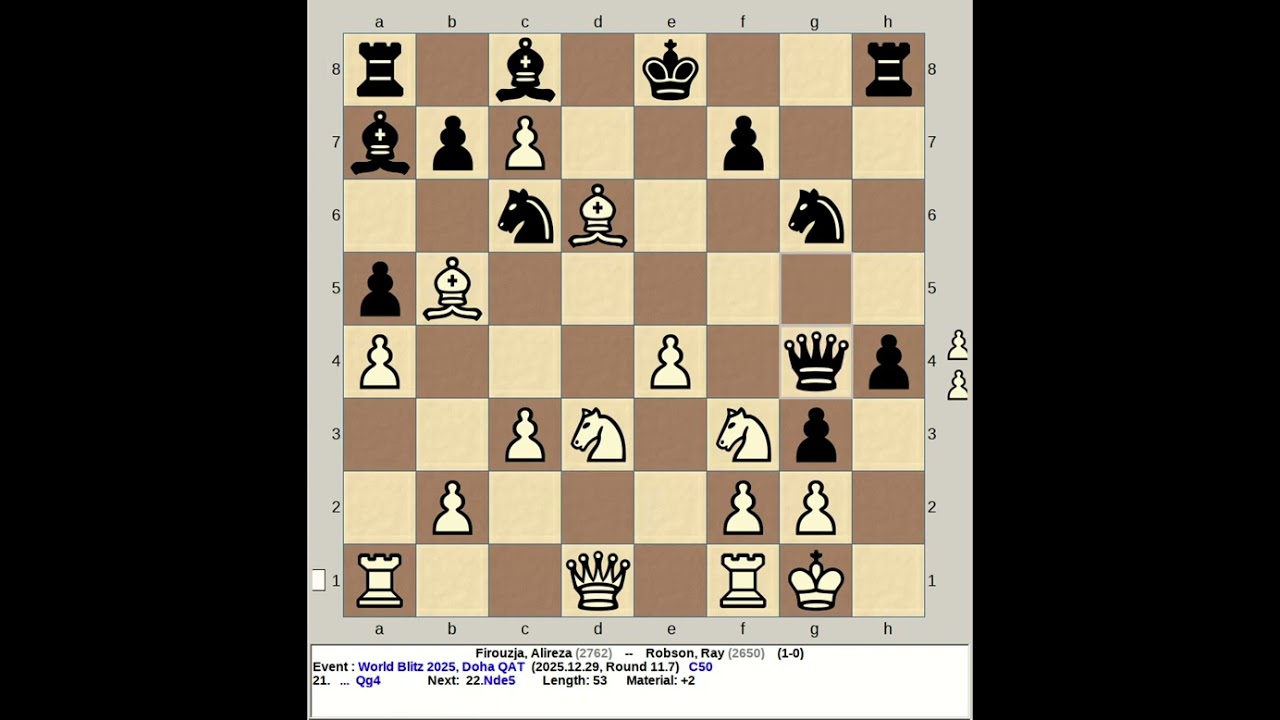 Firouzja, Alireza vs Robson, Ray | FIDE World Blitz Chess 2025, Doha Qatar