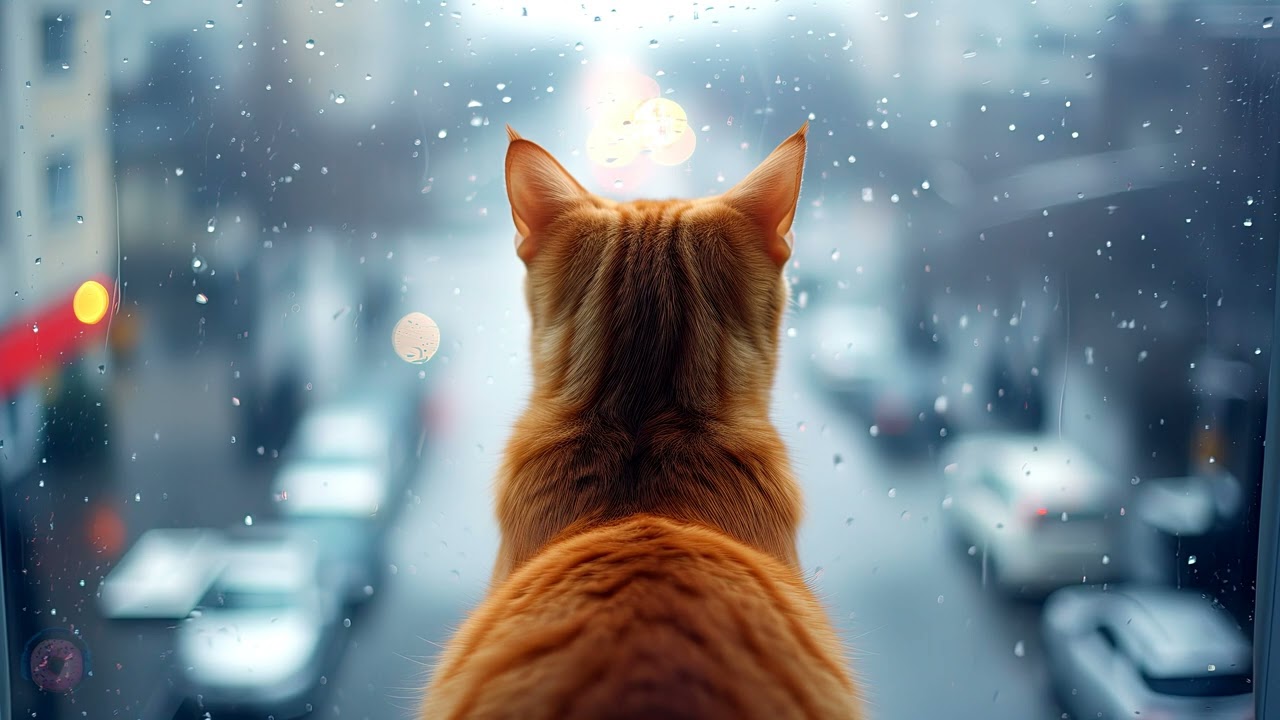 4K HD Soft Suburban Traffic with your Cat, City White Noise, Urban ASMR to help you Sleep or Study
