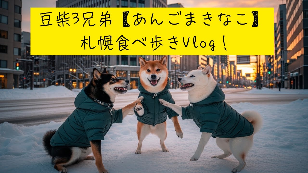 豆柴3兄弟【あんごまきなこ】札幌食べ歩きVlog！・Shibainu Trio's Sapporo Foodie Adventure VLOG!