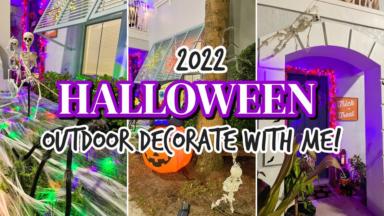 🕸 HALLOWEEN OUTDOOR DECORATE WITH ME | SPOOKY, FAMILY FRIENDLY HALLOWEEN DECORATION IDEAS 2022