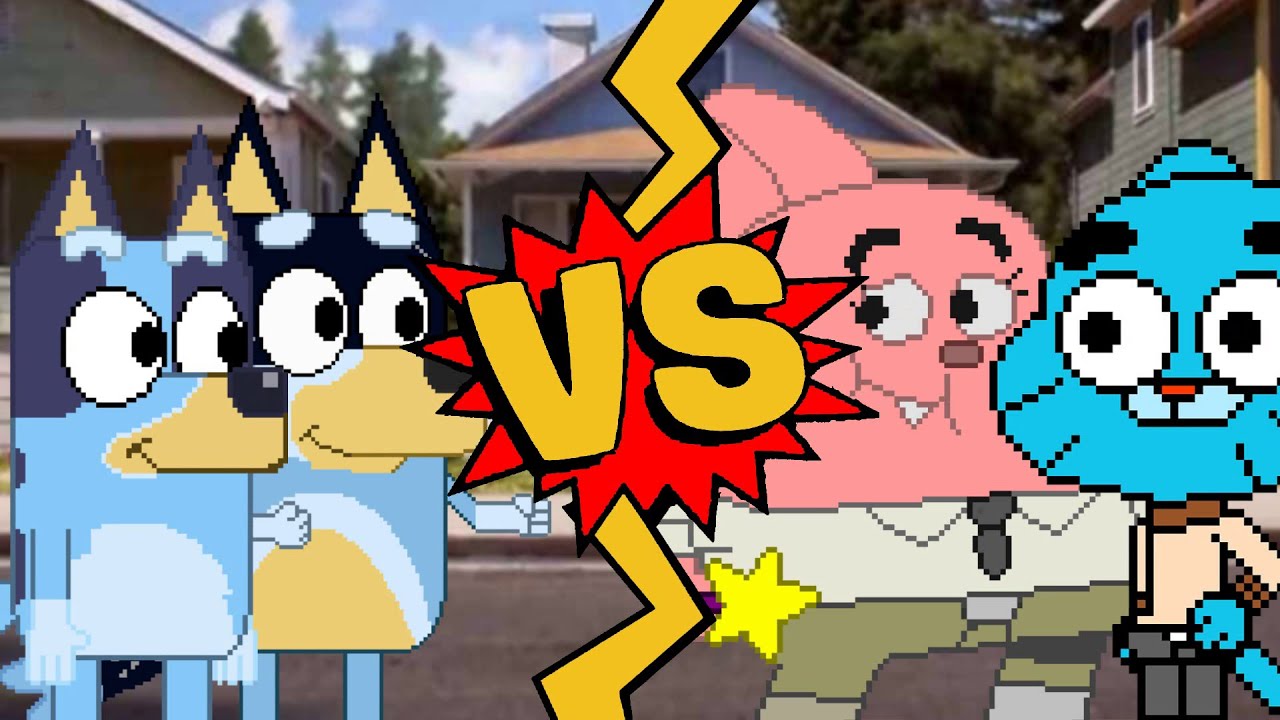 M.U.G.E.N Battles | Bluey/Bandit vs Gumball/Richard | Bluey vs The Amazing World of Gumball