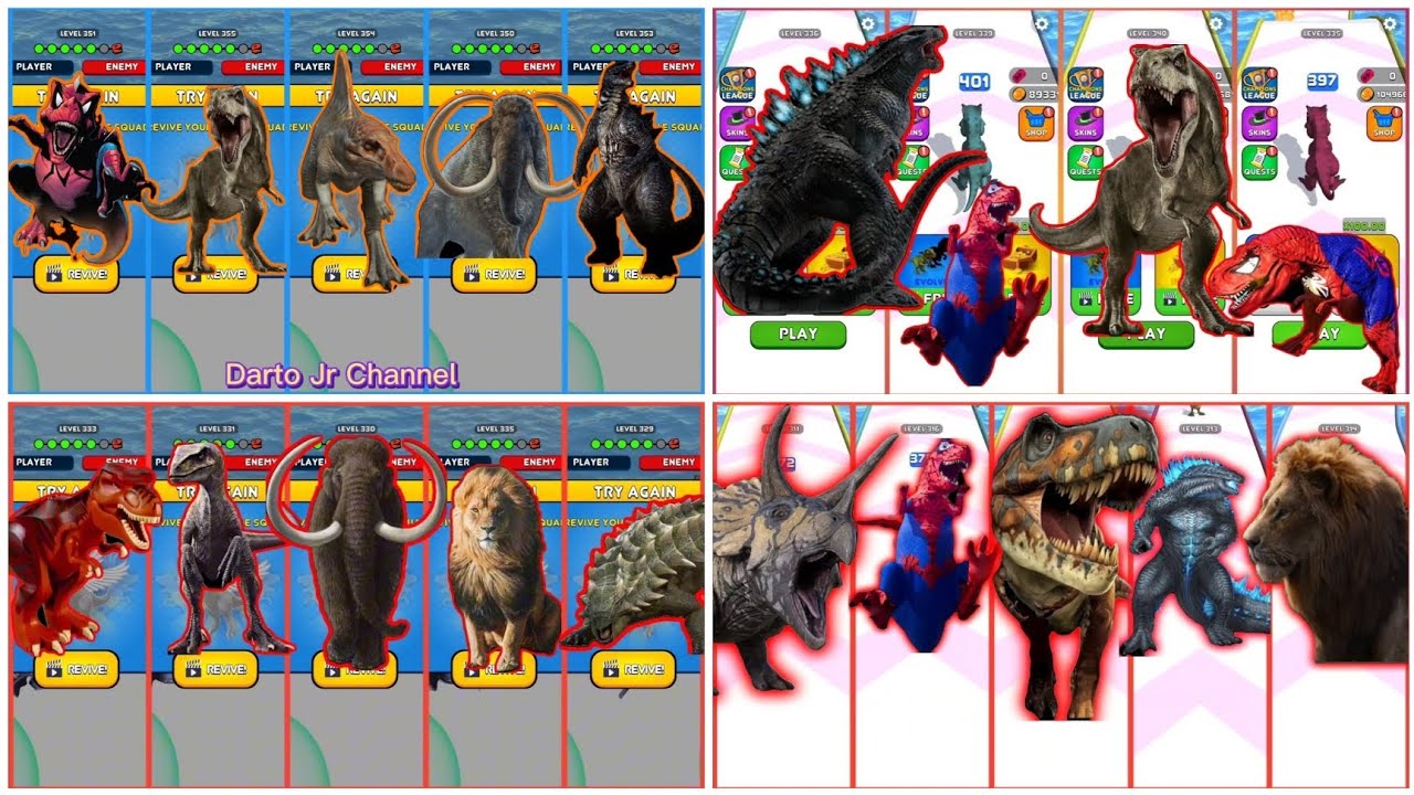 Super Megamix All-Stars. Lego Jurassic World vs Brown T-Rex vs Godzilla vs T-Rex Spiderman
