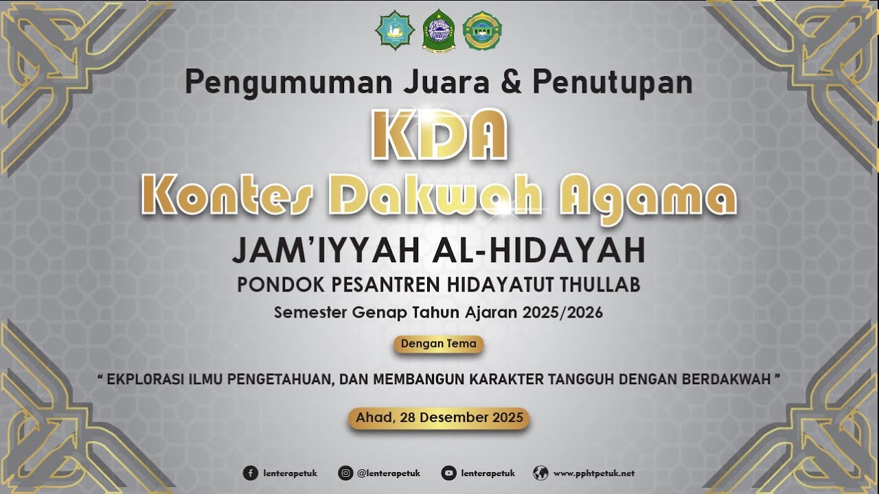PENGUMUMAN JUARA & PENUTUPAN KDA JAM'IYYAH AL HIDAYAH | PP. Hidayatut Thullab | 28 12 2025