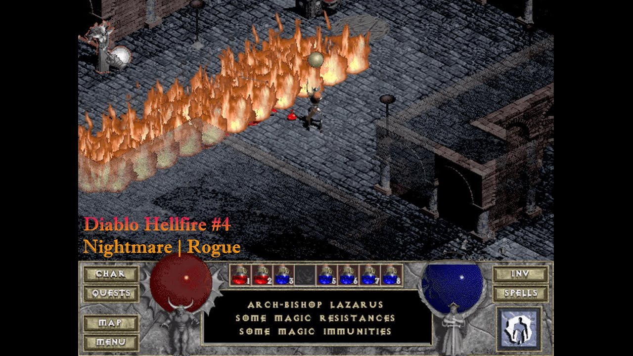 Diablo Hellfire #4 — Nightmare | Rogue | Archbishop Lazarus |  Без смертей
