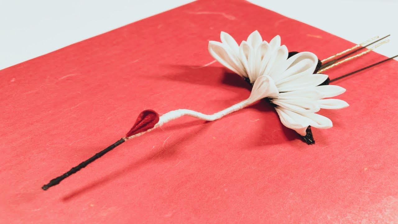 【つまみ細工】意外と簡単な鶴の作り方　Crane Канзаши Flor kanzashi flower 手工製作