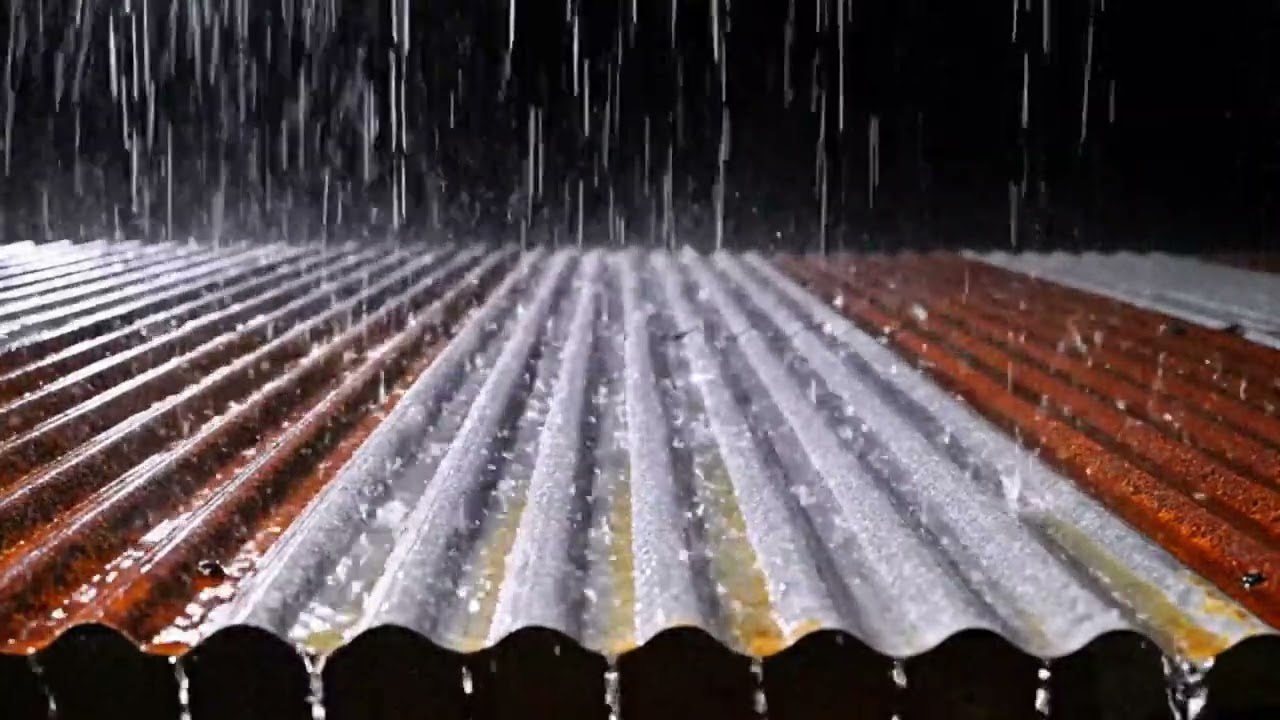 Heavy Rain on Metal Roof at Night – Deep Relaxing ASMR Ambience for Sleep and Focus