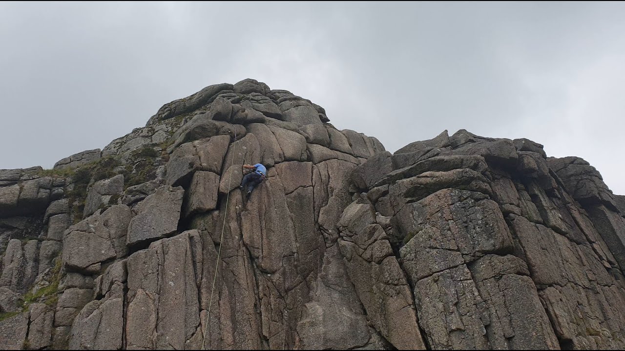 Rock Climbing - Crack and Chimney S 4a, Sheeps Tor, Dartmoor