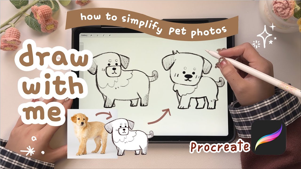 How to Make a Cartoon Pet Portrait in Procreate | Beginner Dog Drawing Procreate Tutorial 🐶✨