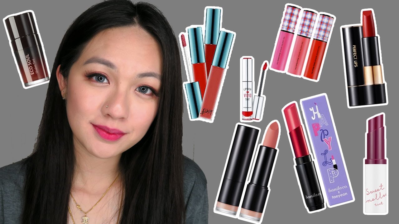 Korean Lipsticks & Korean Lip Tints Swatches & Review|ETUDE HOUSE, THE SAEM, TONYMOLY, MISSHA, BBIA