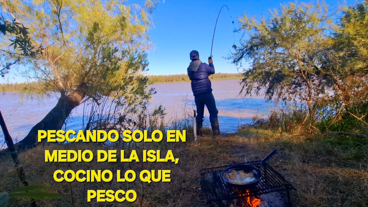 PESCANDO SOLO EN EL MEDIO DE LA ISLA, COCINO LO QUE PESCO (MARINERAS DE PATI) AVENTURA EXTREMA 🎣