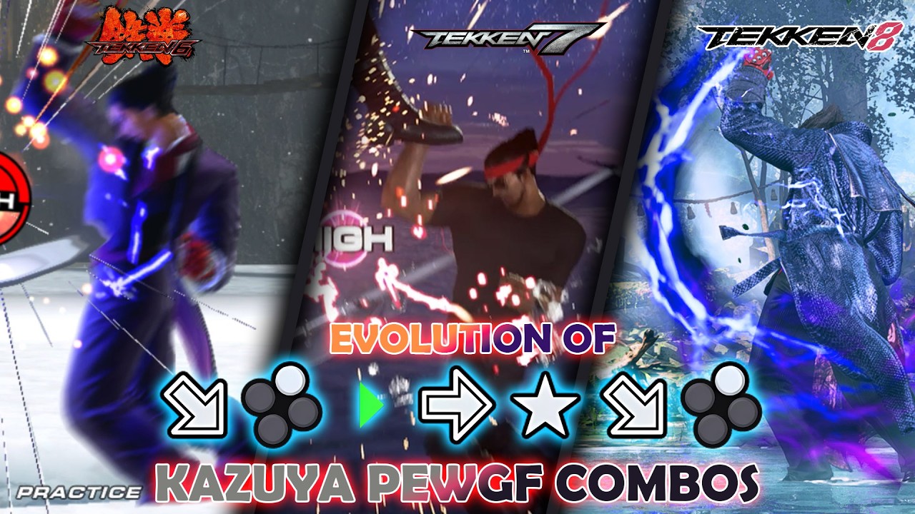 Evolution of Kazuya's PEWGF combos from Tekken 6 to 8