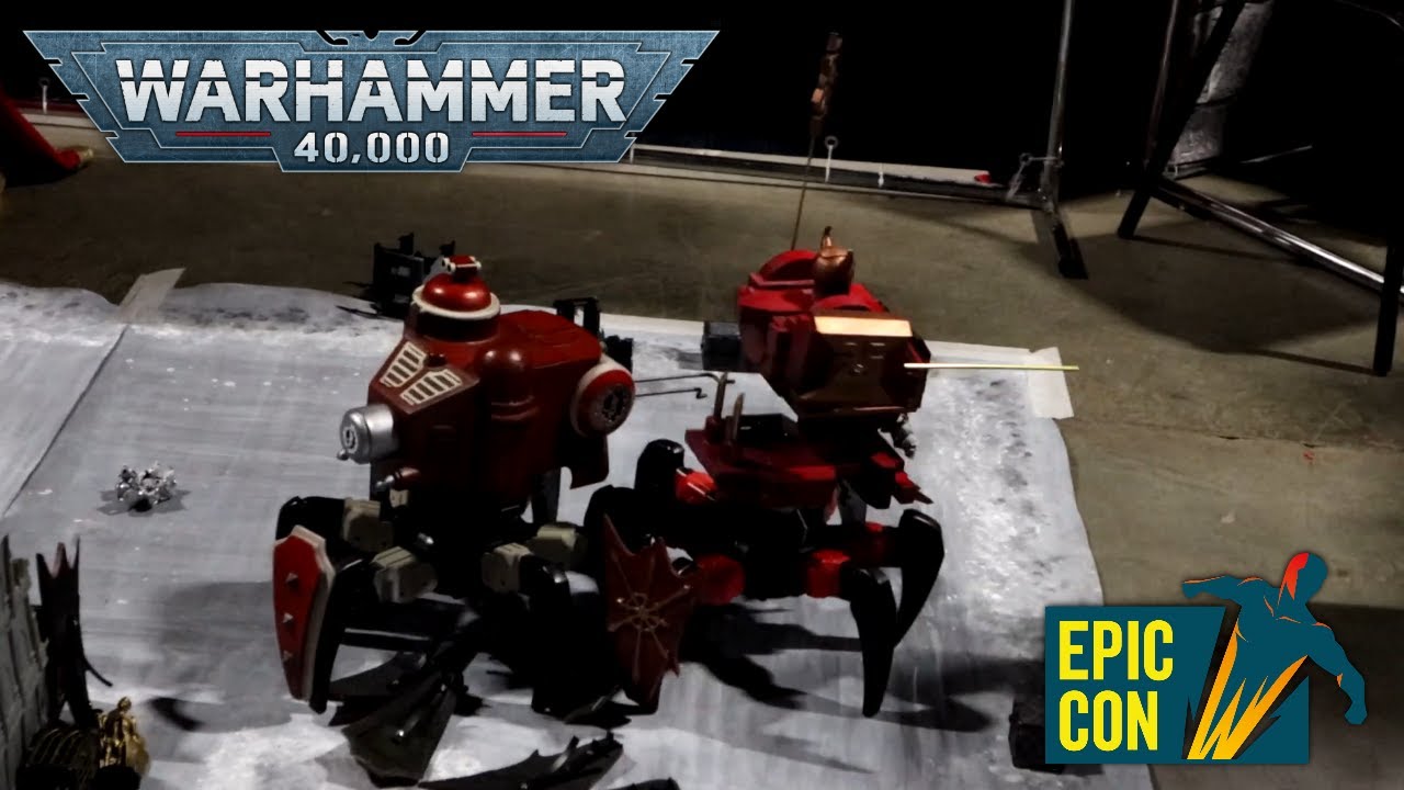 Warhammer 40K Adeptus Mechanicus Onager Dunecrawler vs Chaos Defiler Daemonic Engine