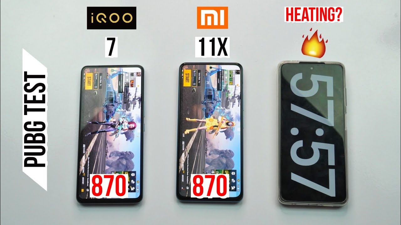 iQOO 7 vs Mi 11x Pubg Test, Heating and Battery Test | SD870 vs 870 🔥