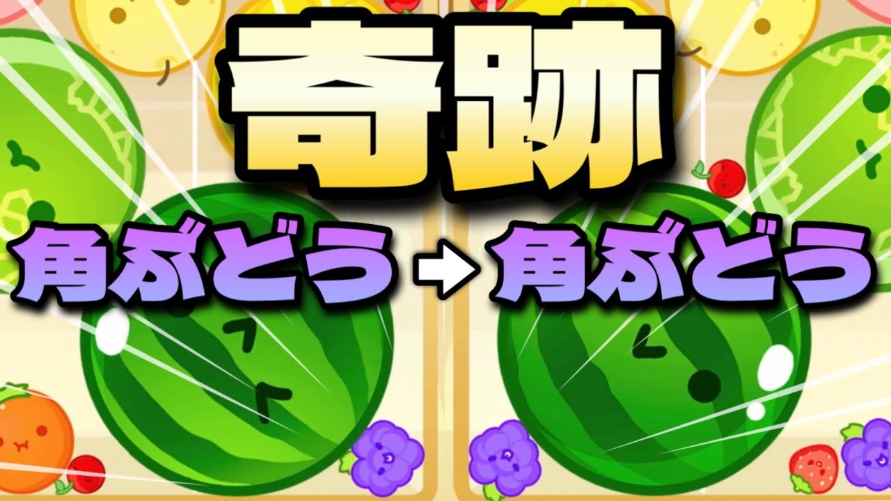 【世界初】奇跡の2連角ぶどうダブルスイカ【スイカゲーム】