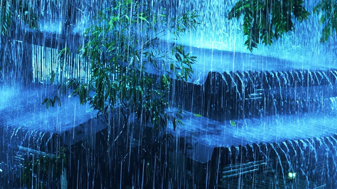 Heavy Rain Sounds on Tin Roof at Night | Rain Sounds for Sleeping |  12 Hours ⛈️