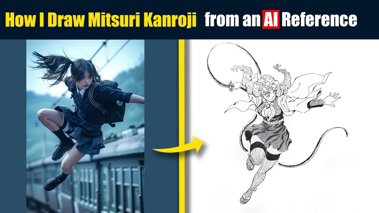 How I Draw Mitsuri Kanroji from an AI Reference|AIポーズを使って甘露寺蜜璃を描いてみた