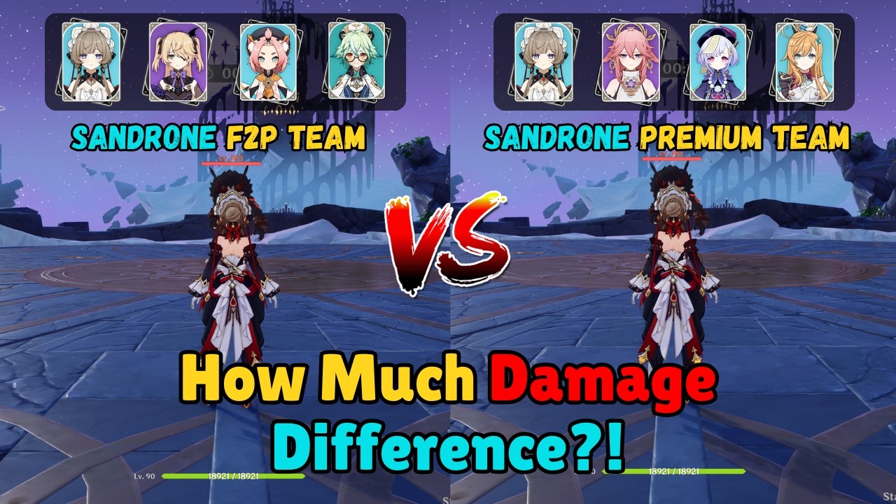 Sandrone PREMIUM Team VS F2P Team!! How Much Damage Difference?! - Genshin Impact