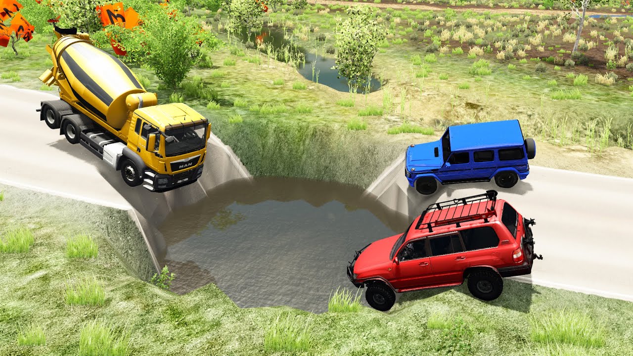 Cars Vs Huge Water Giant Pit - Beamng.drive