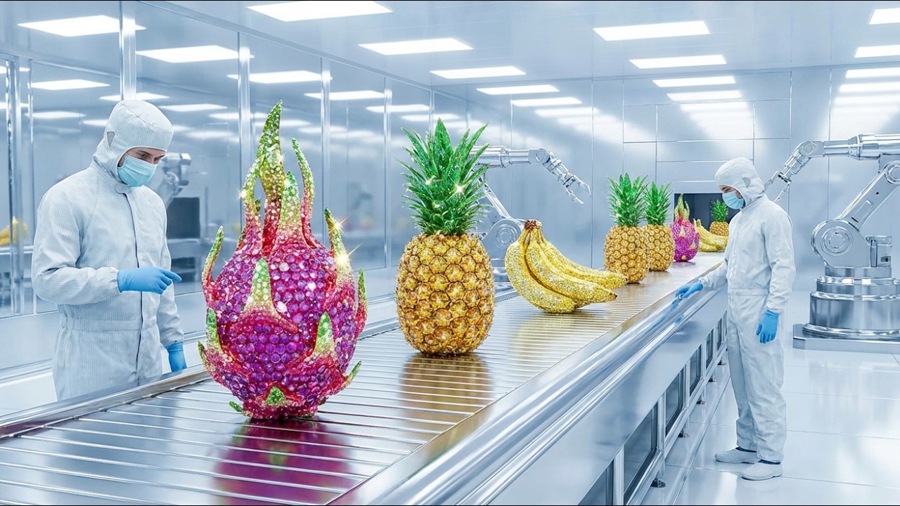 Watch Glowing Crystal Fruits Get Made In Factory ASMR