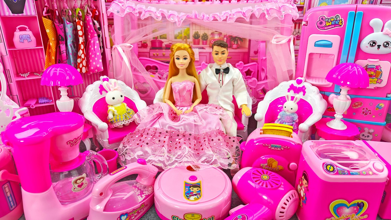 9 Minutes Satisfying ASMR Barbie Dollhouse Unboxing 💗 Pink Wardrobe, Sofa & Mini Appliances Toys