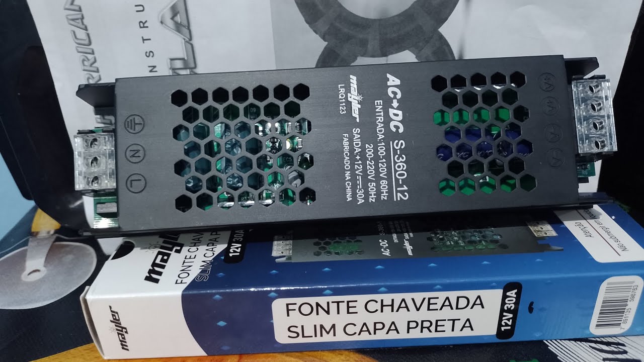fonte chaveada SLIM CAPA PRETA 12v 30a
