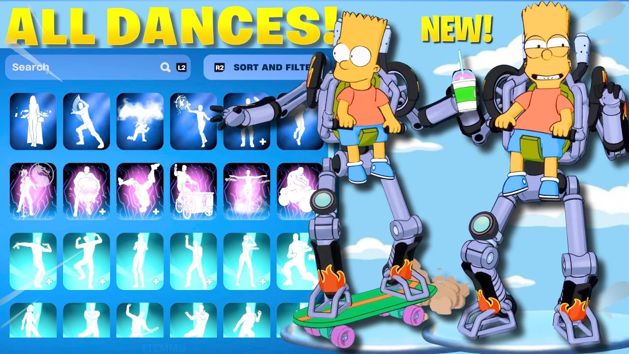 BART SIMPSONS Skin Showcase On 400+ ORIGINAL Fortnite Dances & TikTok Icon Emotes