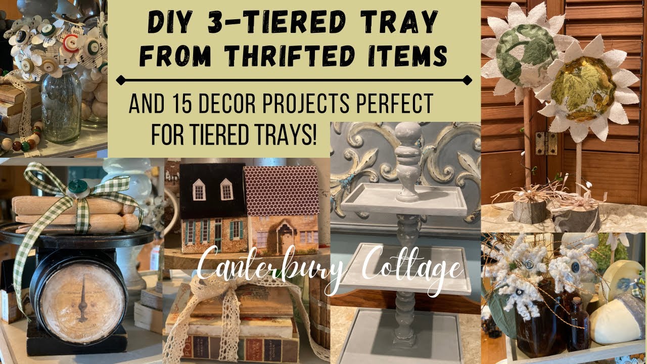 DIY 3-Tiered Tray from Thrifted Items and 15 DIY Tiered Tray Decor Projects