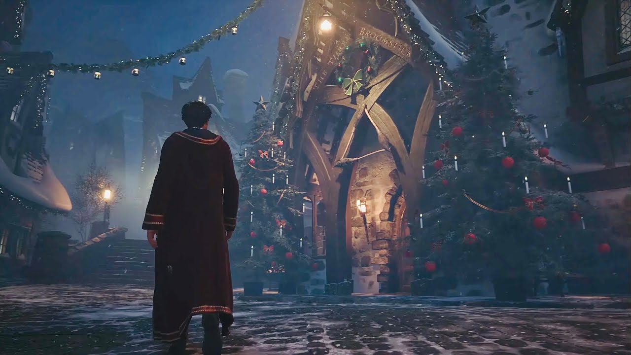 Hogwarts Legacy Relaxing Walk during Christmas season ASMR 4K 🎄