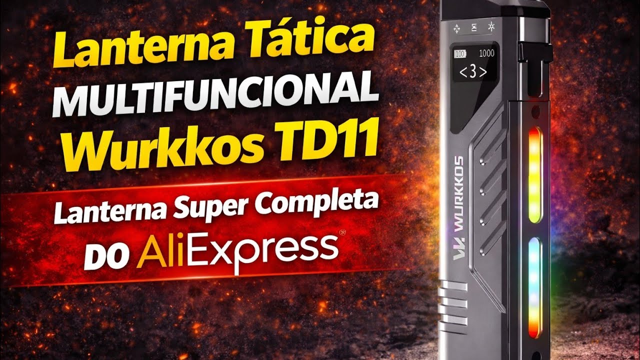 🔴 Lanterna Tática Wurkkos TD11 Multifuncional Lanterna Super Potente 3000 Lumens com Led RGB